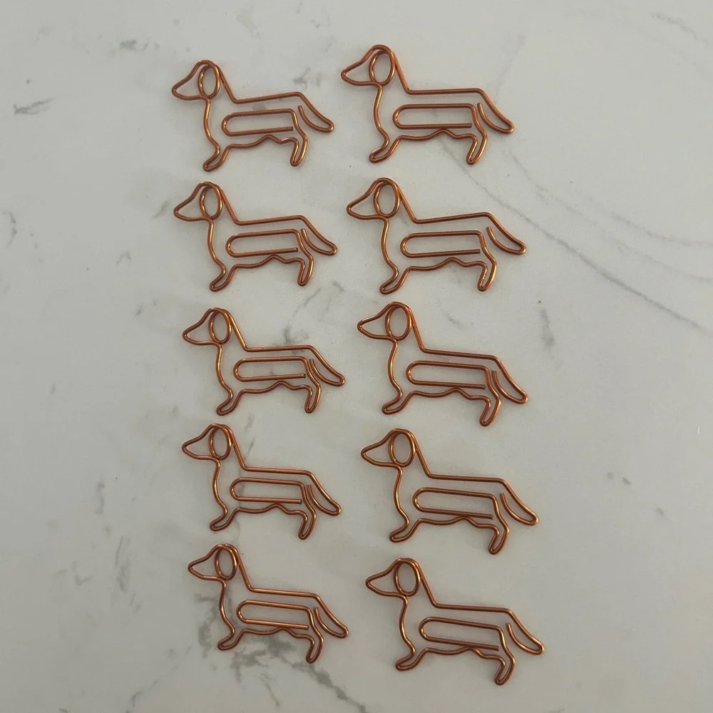 Set of 10 Dachshund Dog Paper Clips – Dog Shaped Bookmark & Office Supply (New)